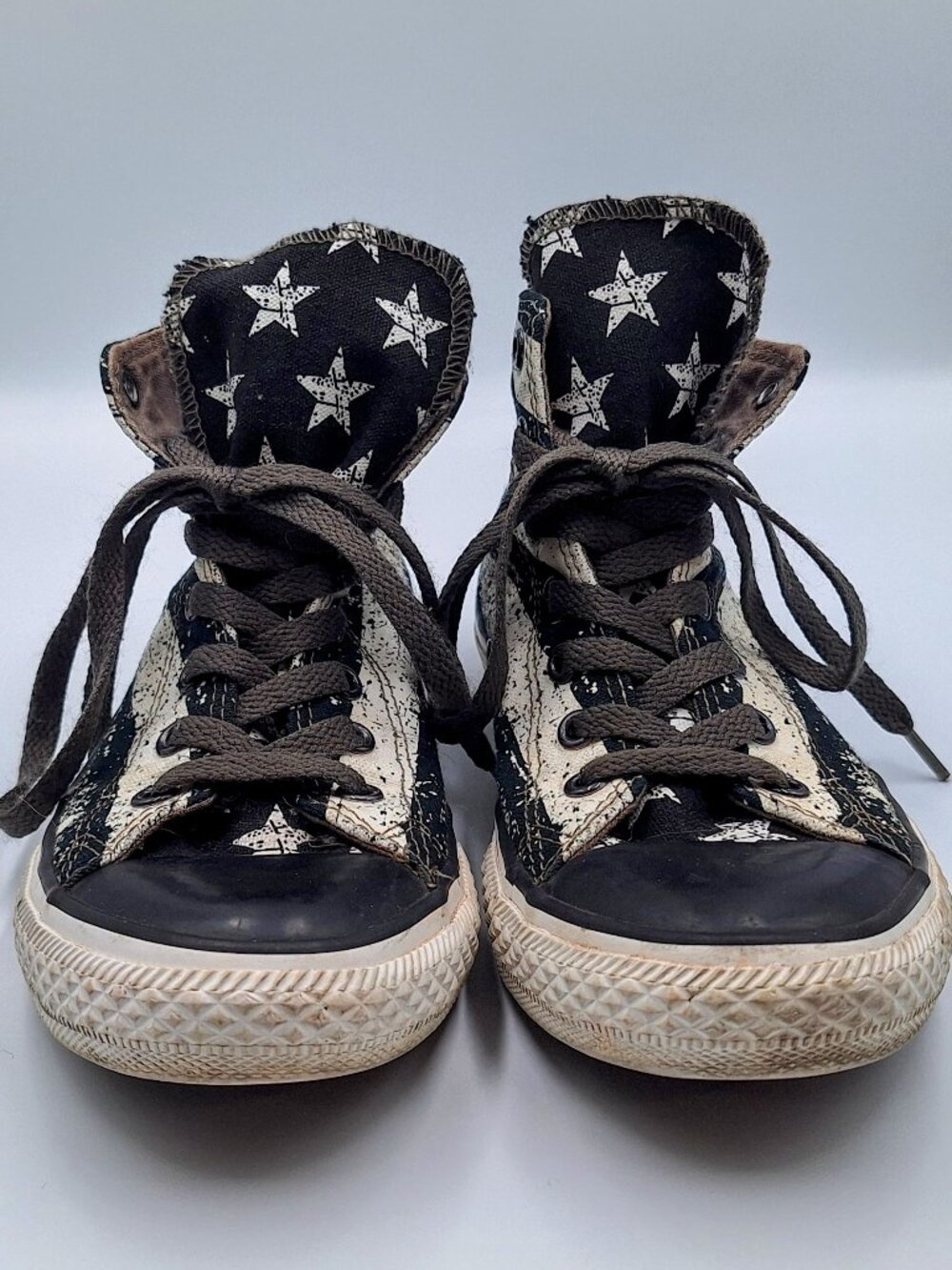 Converse All Star Black and White American Flag Hi Top Stars Stripes Junior Sz 3